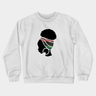 Afro Hair Woman with Pan African Flag Headwrap Crewneck Sweatshirt